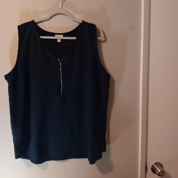 Women's Navy Zip-Front Sleeveless Top - Picture 10 of 11